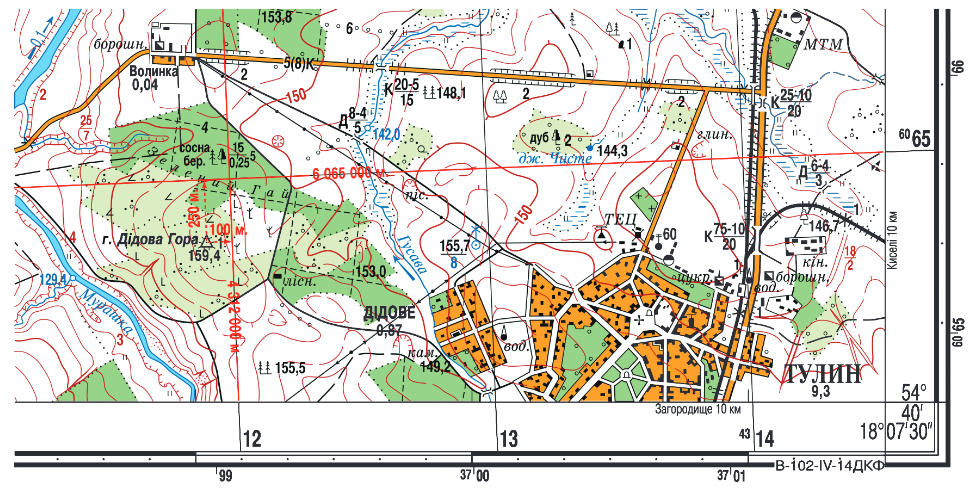 на топографической карте нет